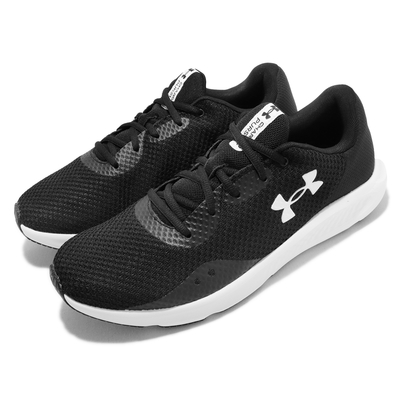 Under Armour 慢跑鞋 Charged Pursuit 3 男鞋 黑 白 透氣 路跑 運動鞋 3024878001