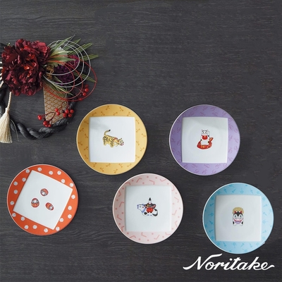 【NORITAKE】日式幸運紋15.5cm點心盤5入組-原廠禮盒