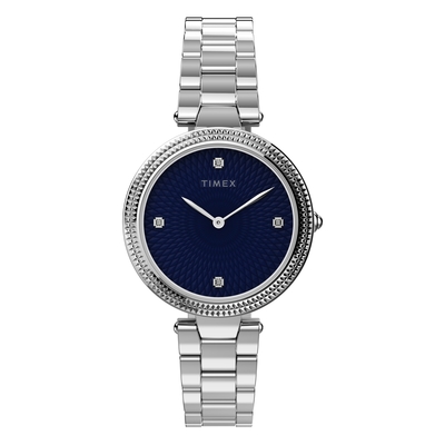 TIMEX 天美時 風格系列 優雅知性女錶-深藍x銀/32mm