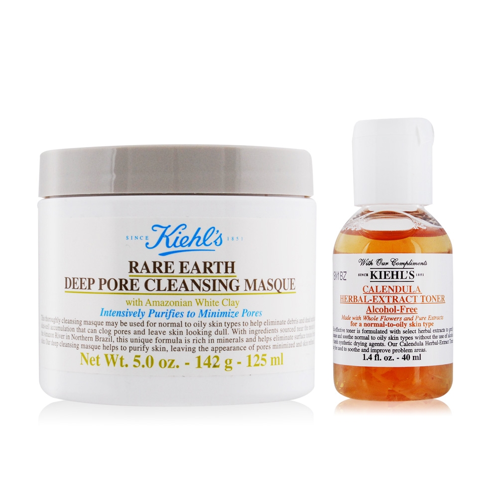 KIEHL'S 契爾氏 亞馬遜白泥淨緻毛孔面膜125ml-國際航空版+金盞花植物精華化妝水40ml