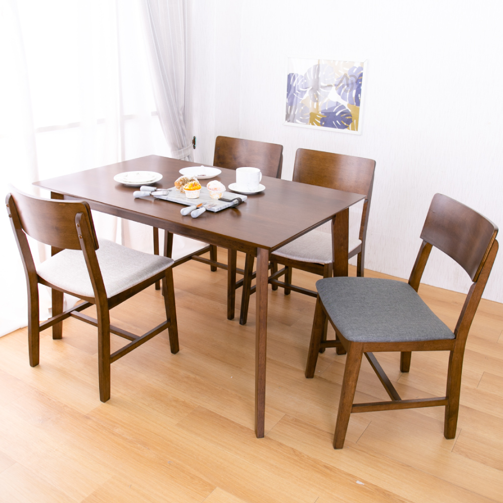 AS-克里斯深色餐桌椅組-120x75x76cm(一桌四椅)