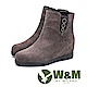 W&M 華麗真皮圓圈吊飾 內增高短靴女靴-灰(另有黑) product thumbnail 1