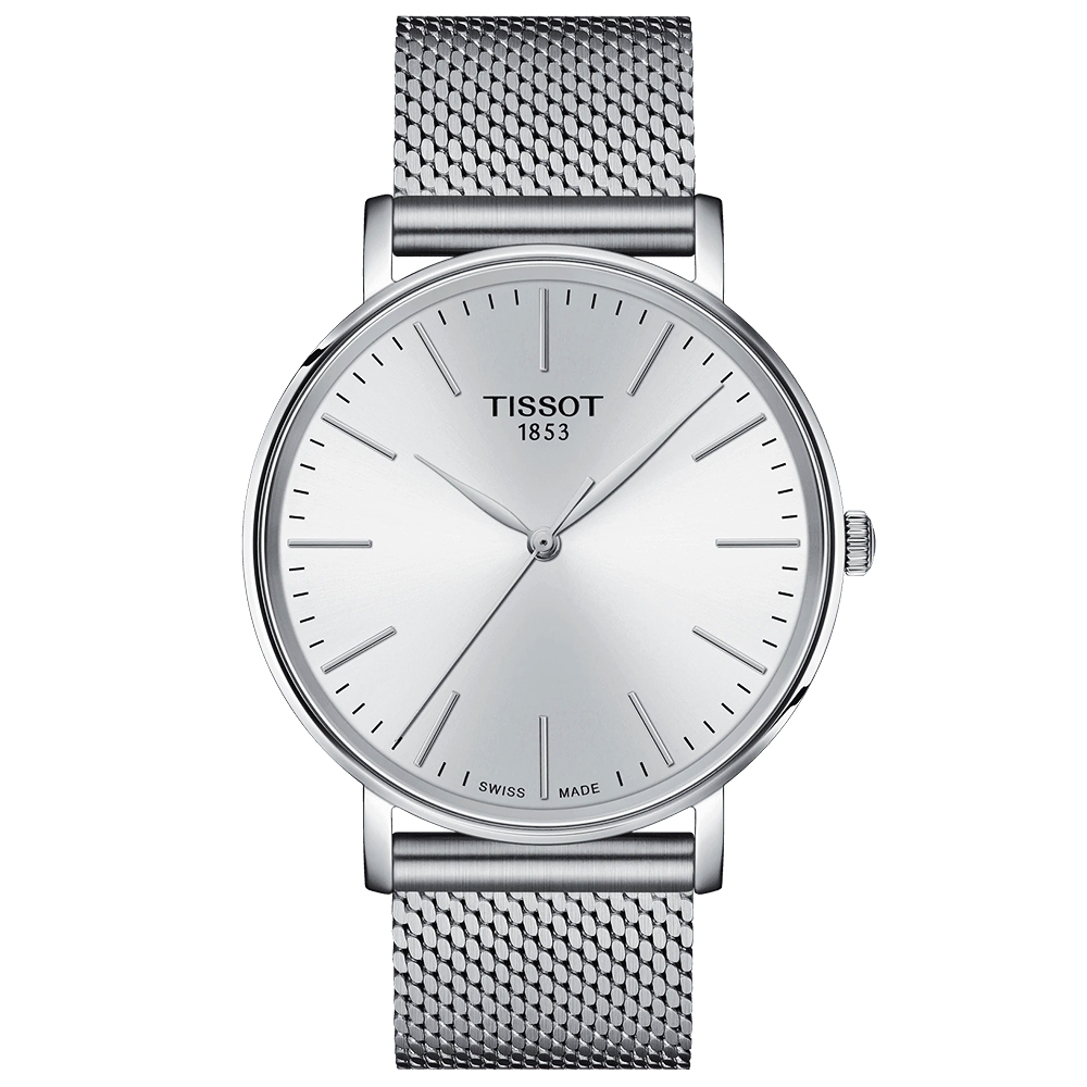 TISSOT 天梭 官方授權 Everytime 經典雋永米蘭手錶 送禮首選-銀/40mm T1434101101100