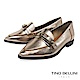 Tino Bellini 義大利進口皮帶飾釦尖楦微跟樂福鞋 _ 香檳金 product thumbnail 1