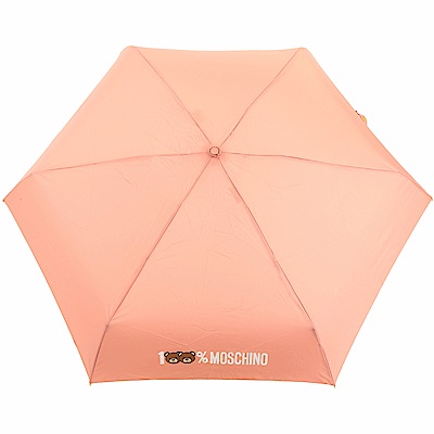 MOSCHINO Supermini 粉橘色泰迪熊圖案摺疊晴雨傘(展示品)