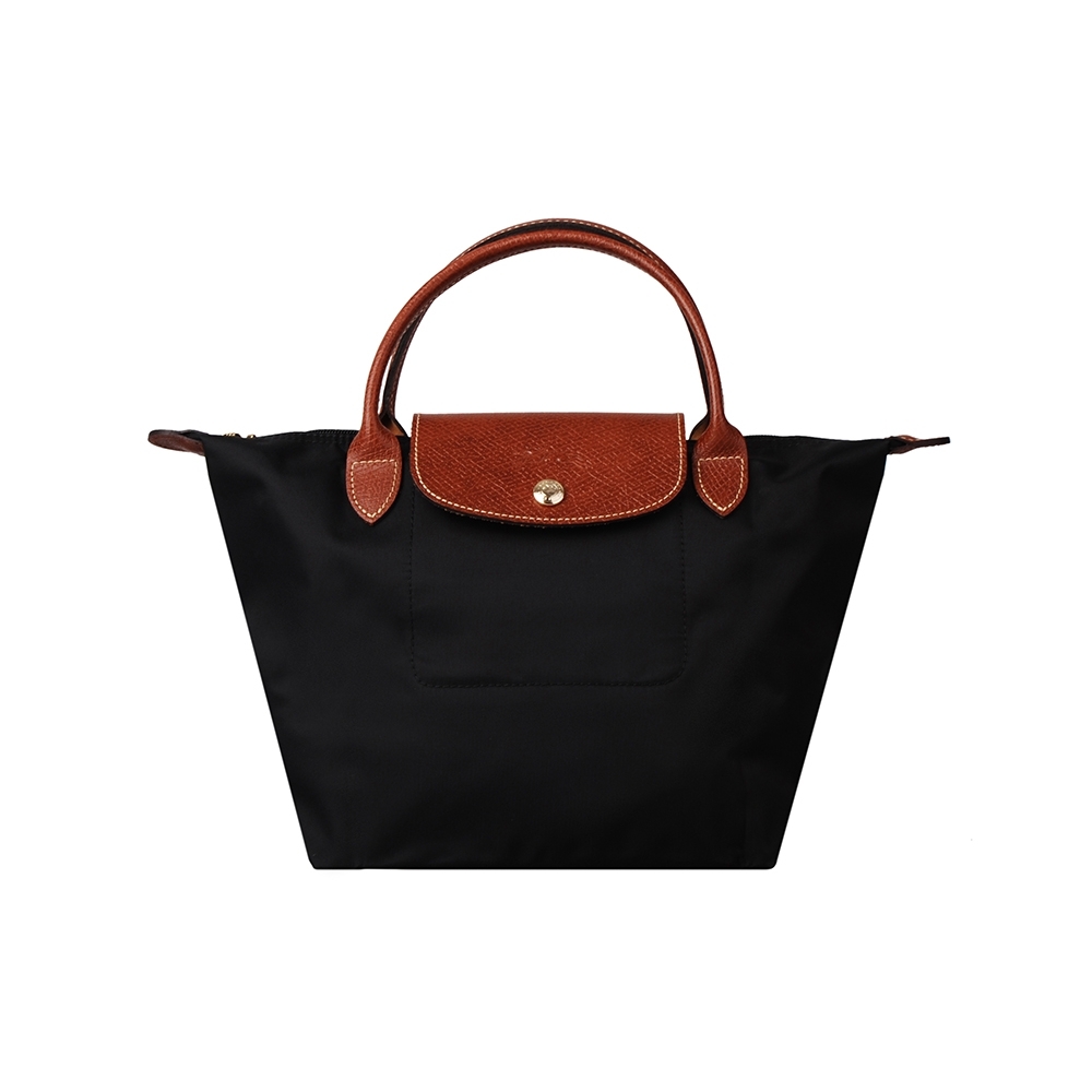 LONGCHAMP Le Pliage系列經典摺疊款式短提把尼龍手提包(小/黑)