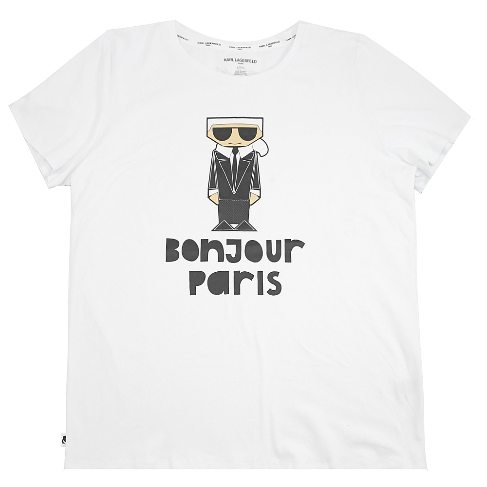 KARL LAGERFELD BONJOUR PARIS 西裝卡爾棉質短T(白)