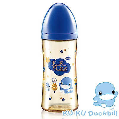 KU.KU酷咕鴨-星燦寬口葫蘆奶瓶300ml(藍/紫)