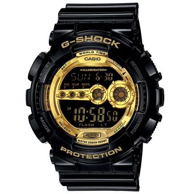 G-SHOCK 超個性強悍高亮眼休閒錶(GD-100GB-1)-狂派黑金版/51.2mm