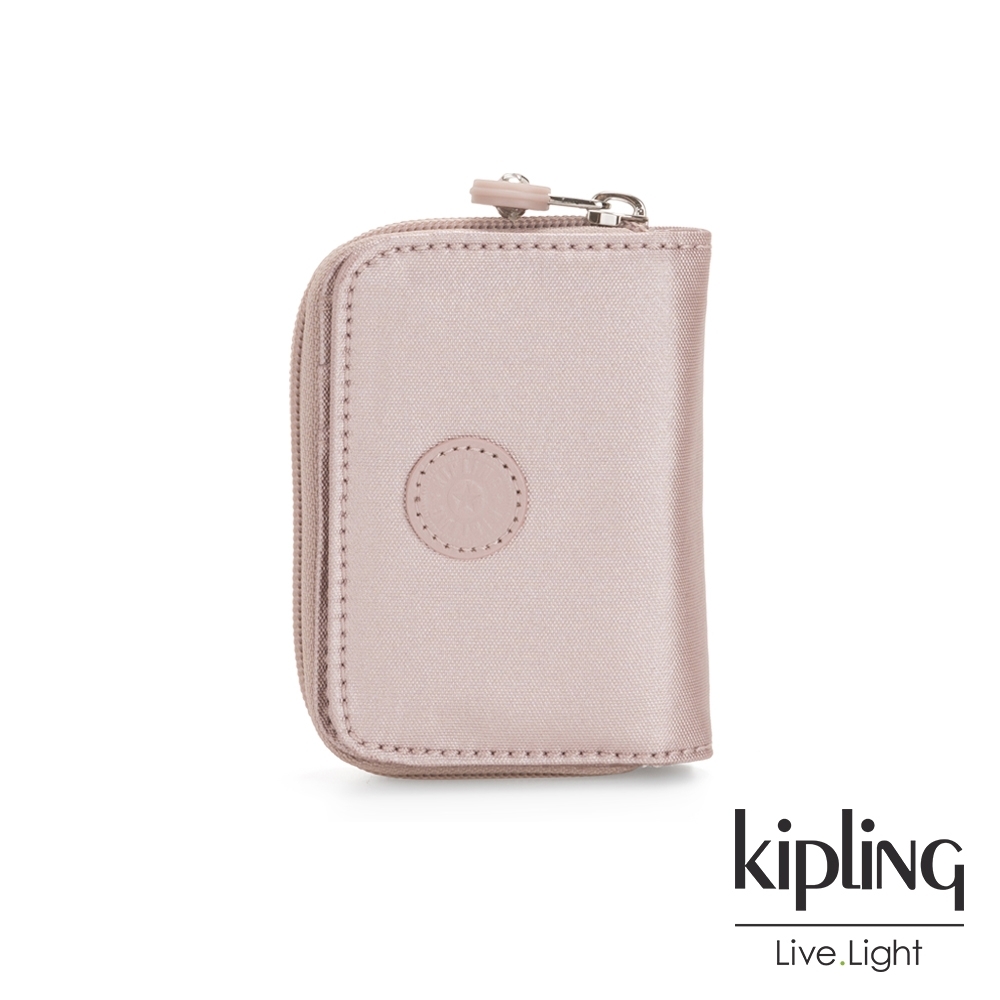 Kipling 嬌柔玫瑰金色短夾-TOPS