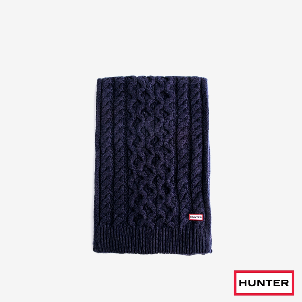 HUNTER - 配件-麻花針織圍巾-深藍色
