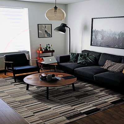 【Fuwaly】尚恩地毯-200x290cm現代條紋短絨機織地毯( 漸層 柔軟 書房 臥室 客廳 起居室)