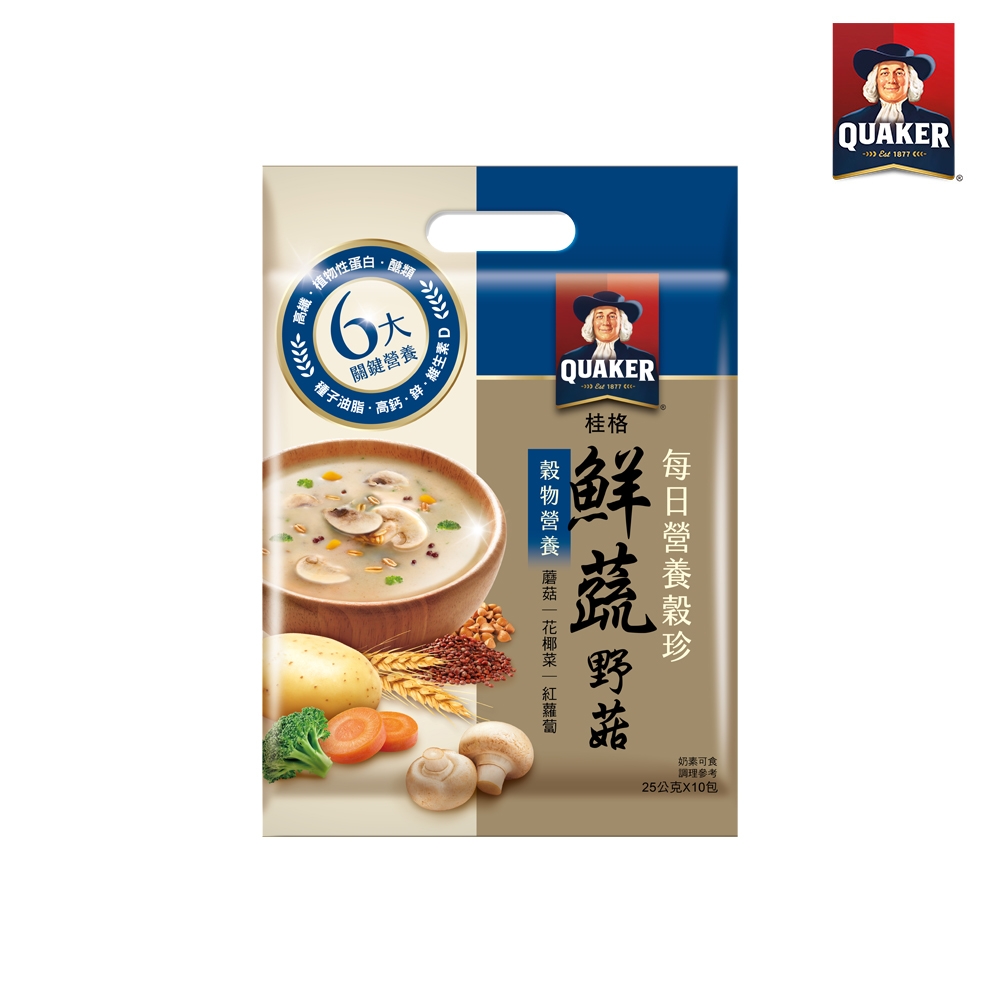 【QUAKER 桂格】營養穀珍麥片鮮蔬野菇(25gx10包/袋) product image 1