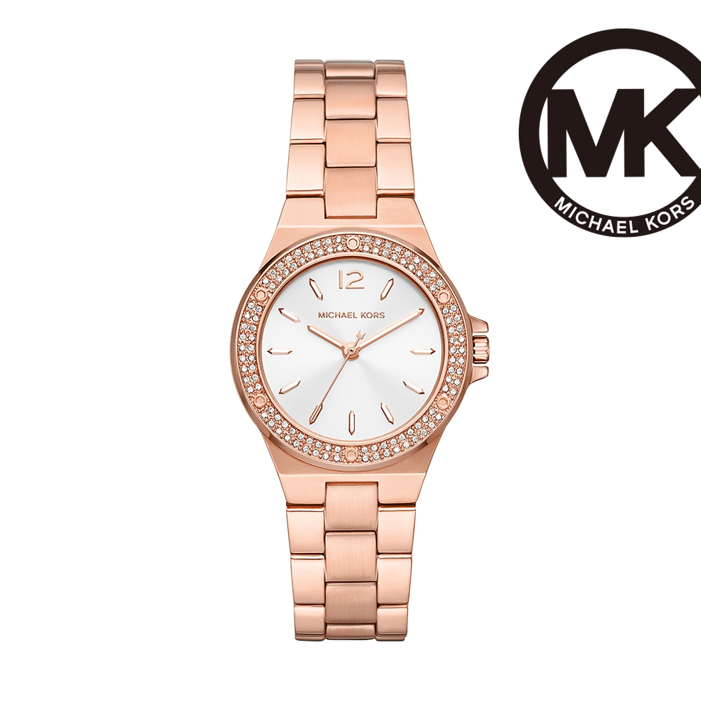 Michael Kors Lennox 絢麗時尚環鑽女錶玫瑰金色不鏽鋼鍊帶33MM MK7279