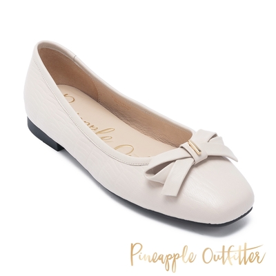 Pineapple-Outfitter-FARUQ 羊皮蝴蝶結平底娃娃鞋-白色