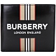 BURBERRY 字母印花標誌牛皮8卡對折短夾(黑色) product thumbnail 1