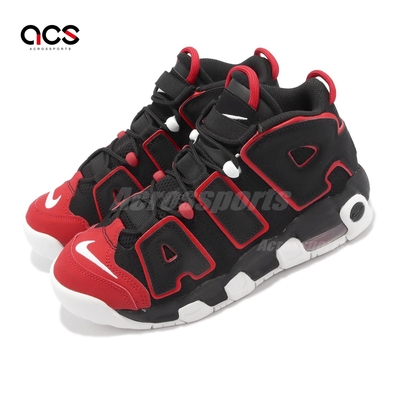 Nike 休閒鞋 Air More Uptempo GS 大童 女鞋 黑 紅 大AIR 氣墊 Red Toe FB1344-001