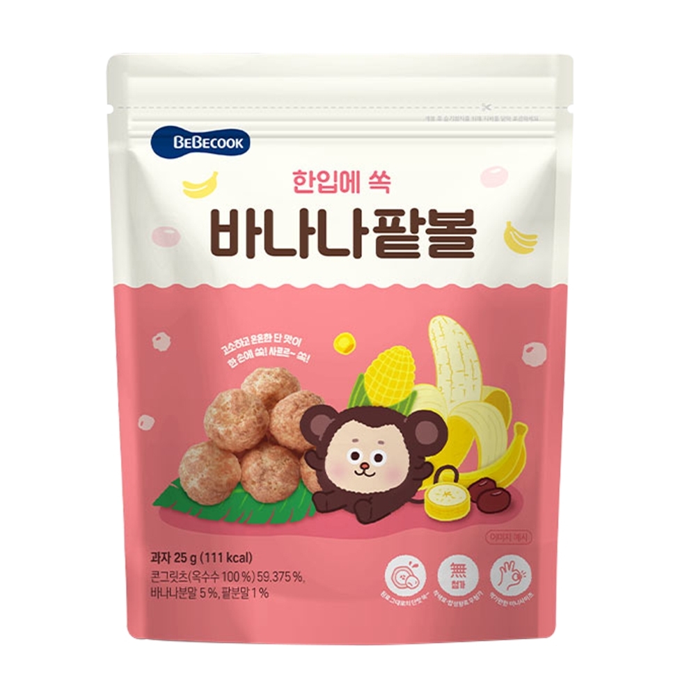 韓國【BEBECOOK】幼兒玉米球-香蕉紅豆(25g)
