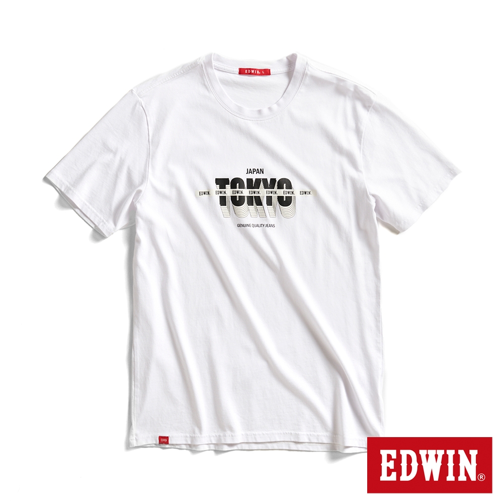 EDWIN 網路獨家 3D-TOKYO堆疊短袖T恤-中性-白色