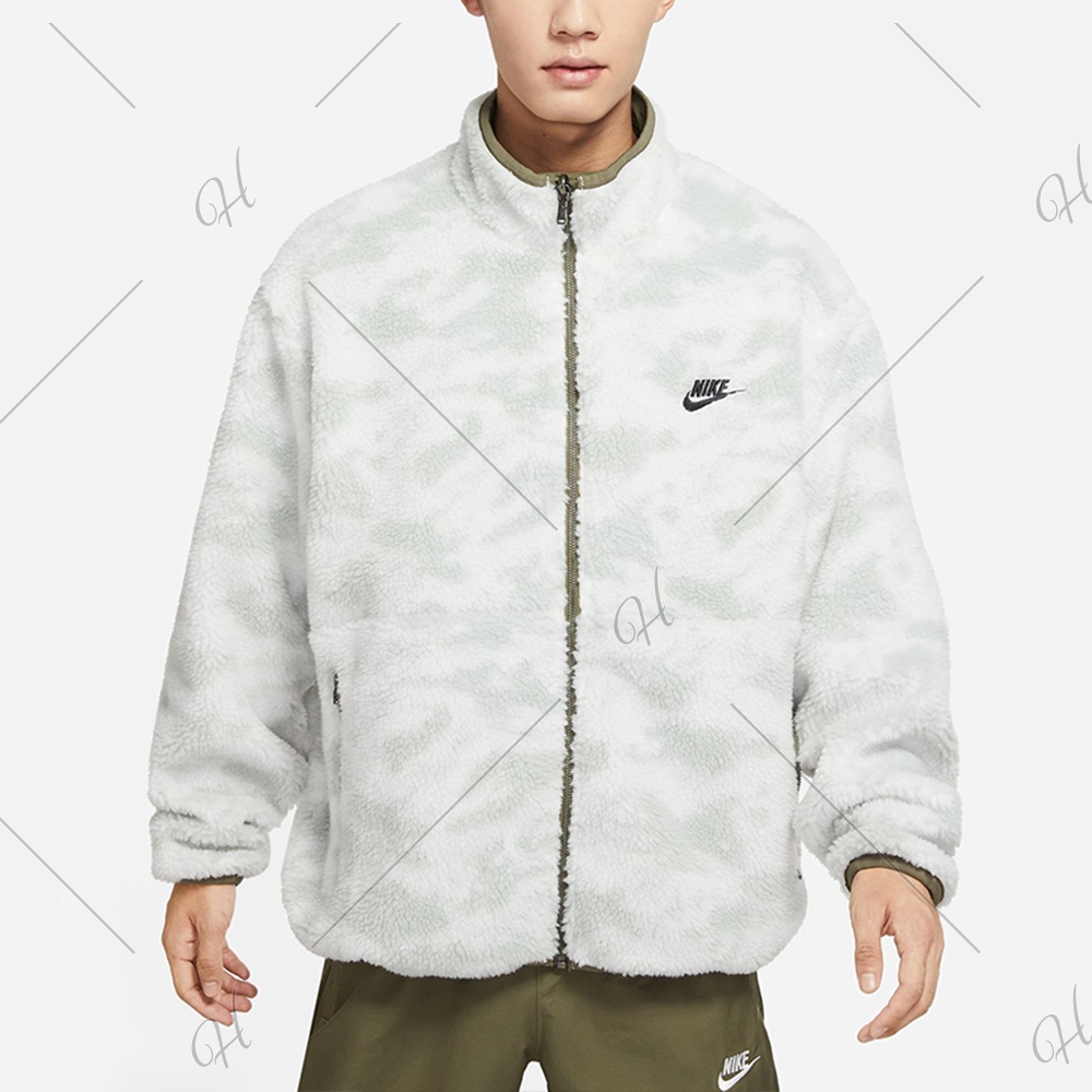 NIKE 外套  立領外套 運動 羊羔毛 雙面穿 男款 灰白 DQ4885222  AS M NK CLUB+ WINTER TOP REV