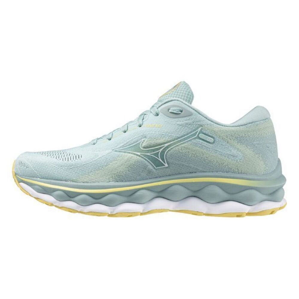 Mizuno Wave Sky 7 [J1GD230273] 女 慢跑鞋 運動 馬拉松 緩衝型 透氣 回彈 美津濃 綠黃