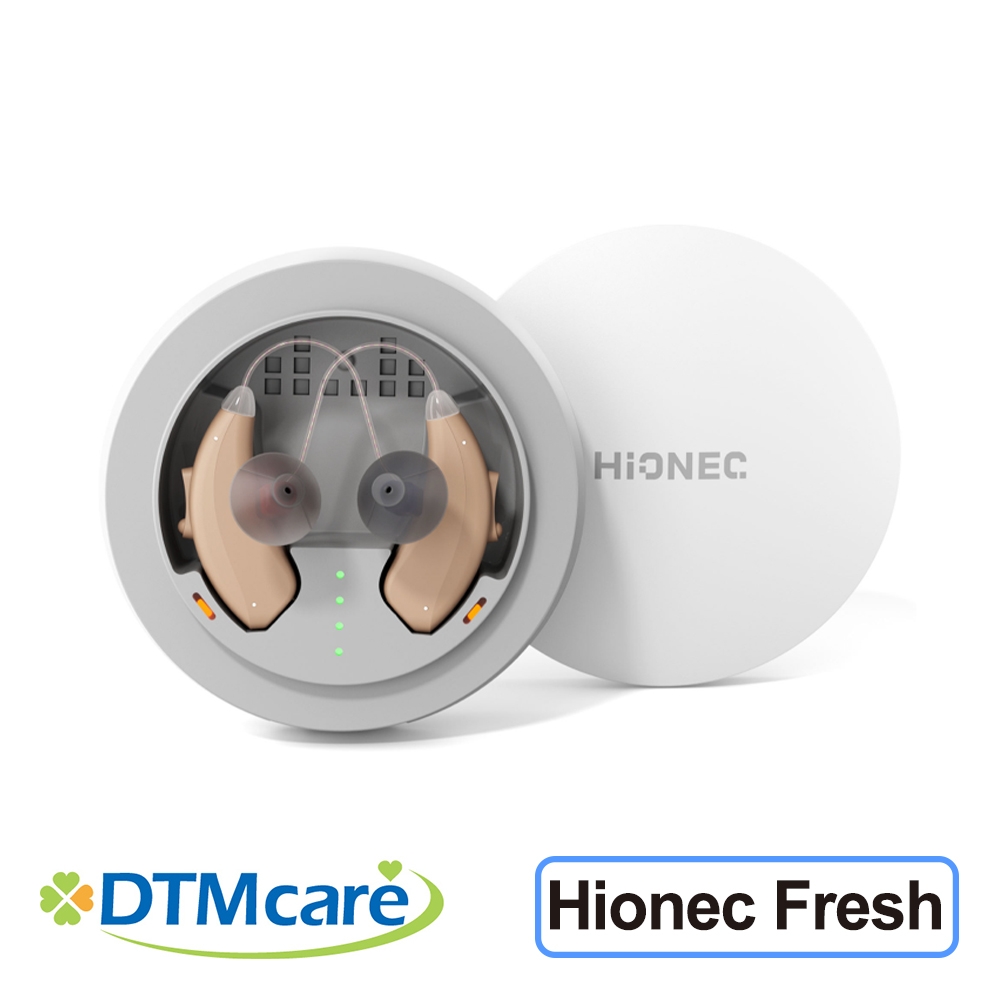 DTMcare【Hionec Fresh】充電式RIC耳掛型降噪輔聽器(雙耳) [輕度至中度聽損適用][充電式設計][佩戴舒適]