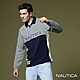 NAUTICA男裝 跳色拼貼休閒長袖POLO衫-灰 product thumbnail 1