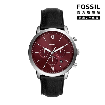 FOSSIL Neutra 醇厚雅仕三眼手錶 黑色皮革錶帶 44 MM FS6016