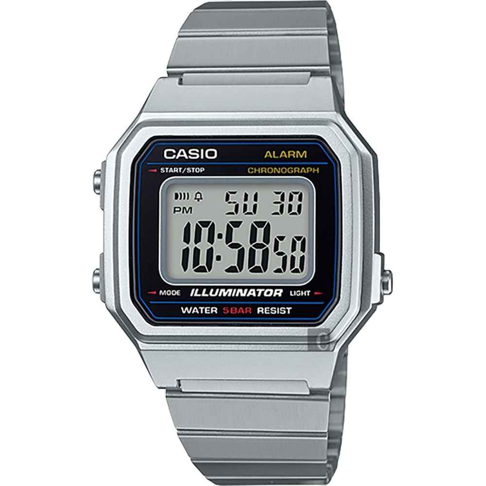 CASIO 卡西歐 復古文青大數字電子錶-銀(B650WD-1ADF)