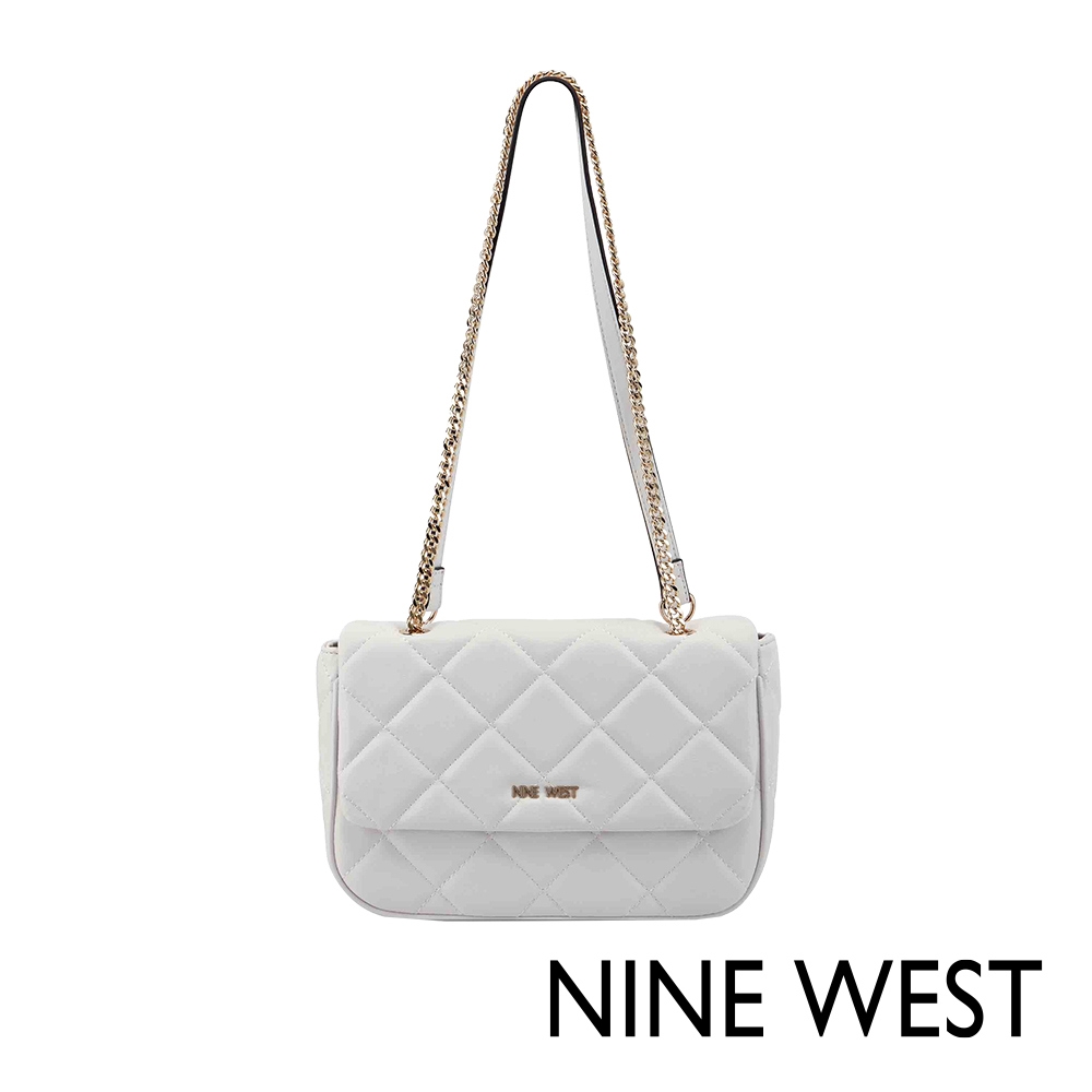 NINE WEST MIRABELLA 菱格掀蓋斜背包-白色(512326)