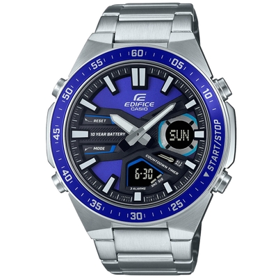 CASIO 卡西歐 EDIFICE 運動風雙顯腕錶 禮物推薦 畢業禮物 46.9mm / EFV-C110D-2AV