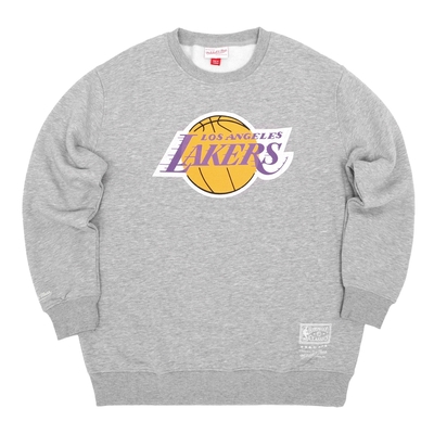 Mitchell Ness 長袖 NBA 男款 灰 Lakers 洛杉磯湖人 大學T 內刷毛 MNCR001LALG