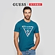 【GUESS】彩紅光澤LOGO圓領修身短T-兩色任選 product thumbnail 1