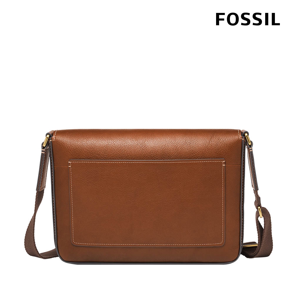 FOSSIL Lennox 真皮復古翻蓋郵差包-咖啡色MBG9613210 | 斜/肩背包