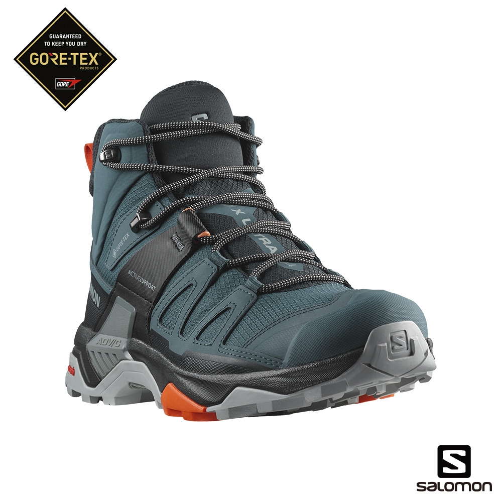 官方直營 Salomon 男 X ULTRA 4 Goretex 中筒登山鞋 觀星藍/黑/緋紅色 | 登山鞋 | Yahoo奇摩購物中心