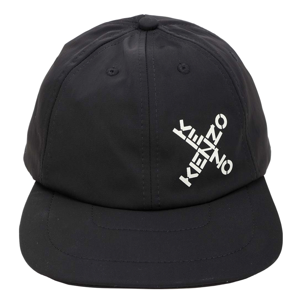 KENZO Sport 交叉字母印花尼龍棒球帽(黑色)