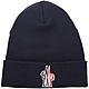 MONCLER Grenoble 標誌徽章反摺針織羊毛帽(深藍色) product thumbnail 1