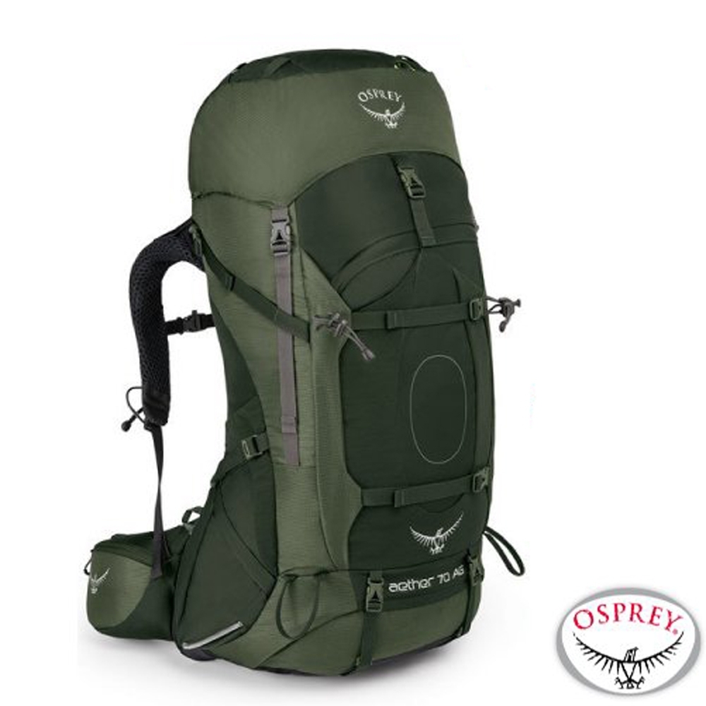 OSPREY 新款 Aether AG 70L 輕量透氣健行登山背包M_杜松綠 R