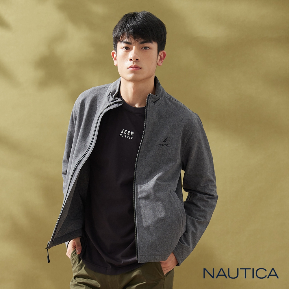 NAUTICA男裝 品牌經典LOGO休閒刷毛外套-灰色