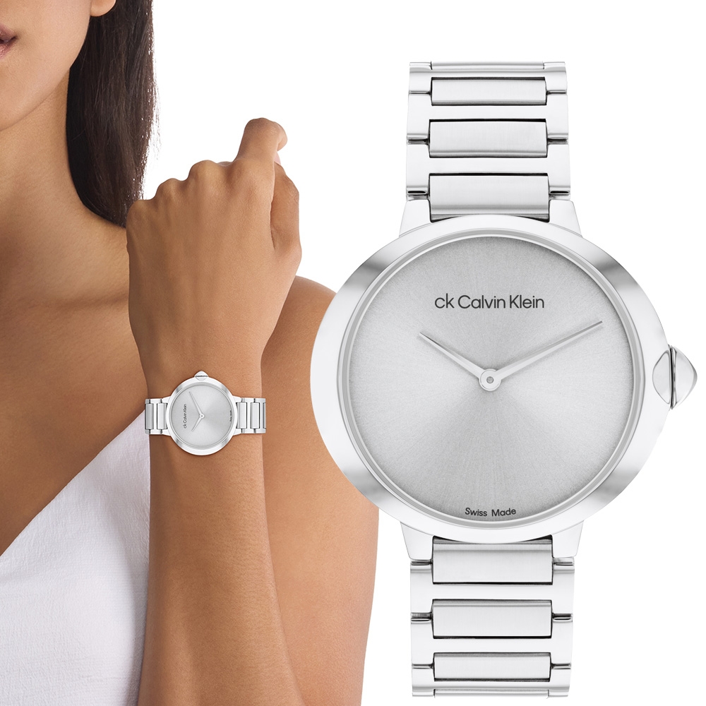 Calvin Klein CK 瑞士製極簡雙針女錶 送禮推薦-36mm 25000046