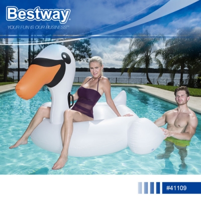 Bestway 41109白天鵝造型充氣浮排坐騎游泳圈水上玩具附修補片.夏日海邊泳池戲水