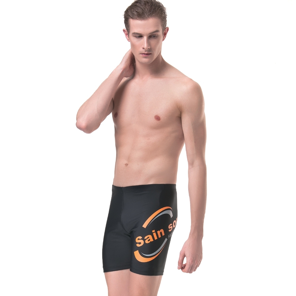 聖手牌 泳裝 素面雙弧紋飾五分男泳褲