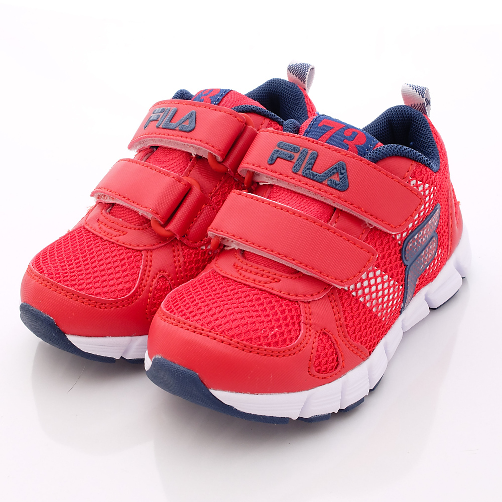 FILA頂級童鞋款 雙層輕量慢跑款EI23P-223紅藍(中童段)0
