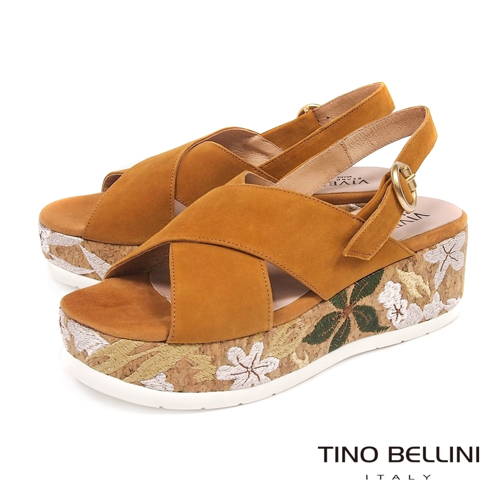 Tino Bellini西班牙進口自然刺鏽厚底涼鞋_棕