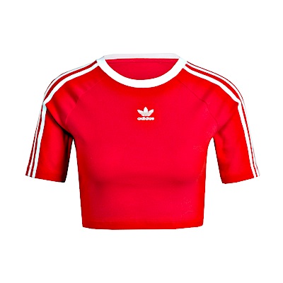 Adidas 3 S Baby Tee [IP0665] 女 短袖 短版 上衣 經典 休閒 三葉草 修身 流行 紅