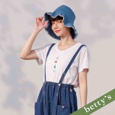 betty’s貝蒂思 樹與小熊印花挖背T-shirt(白色)