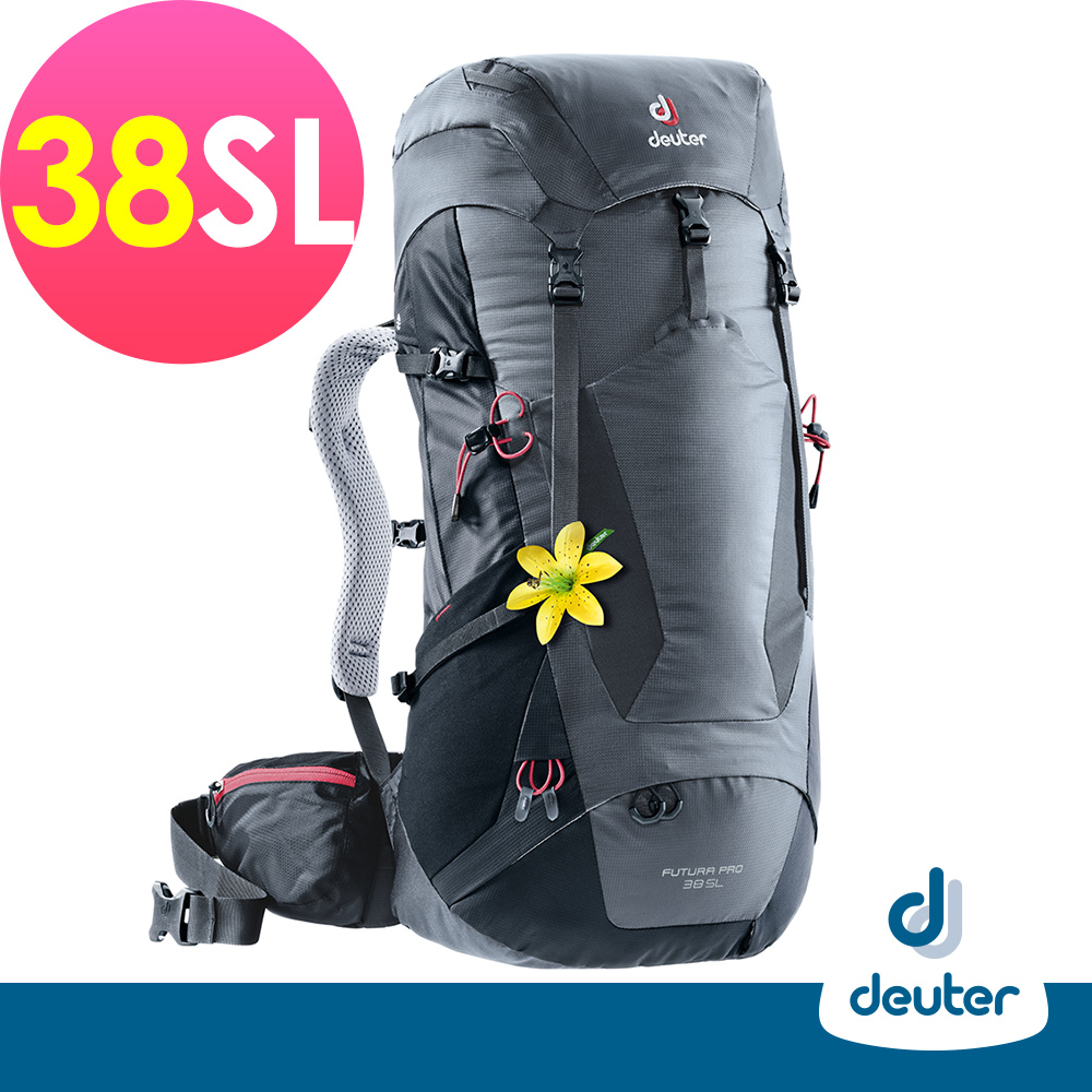 【德國DEUTER】FUTURA PRO透氣網架背包38SL(3401218灰黑/登山包)