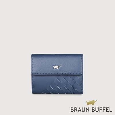 【BRAUN BUFFEL 德國小金牛】台灣總代理 墨菲斯 三折短夾-復古藍/BF524-134-VBL