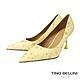 Tino Bellini 尖頭美人魚異材質拼接高跟鞋FSEV006(檸檬黃) product thumbnail 1