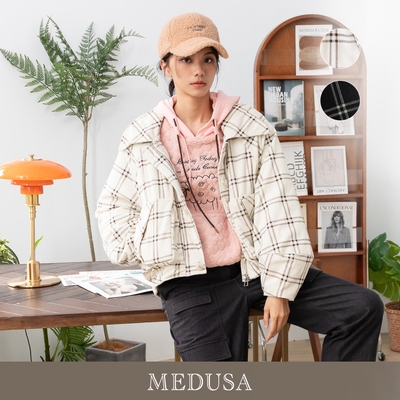 現貨【MEDUSA 曼度莎】I care 休閒格紋 oversize 羽絨外套 - 2色（F）｜女外套 鴨絨 夾克